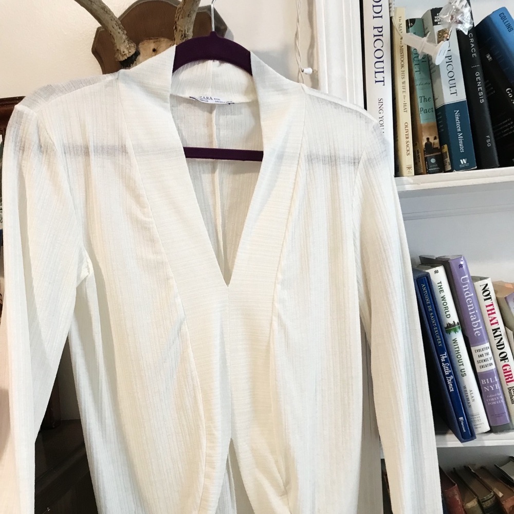 🕊white long-sleeve semi see through shirt🕊